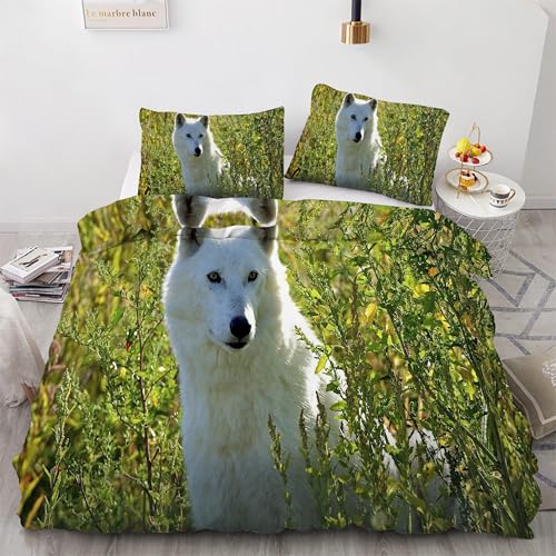 Parure de lit loup arctique 90x190 cm avec housse de couette et taies d'oreiller - 2