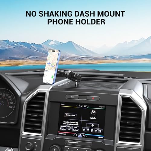 Image of Surfcabin No Punching Required Dash Phone Holder, Compatible with 2015-2020 F150 2017-2022 F250 F350, Metal Cellphone Mounting Bracket Stand for Most CellPhones (Magnetic Type)