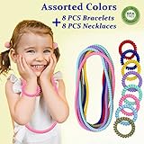 Stretchy Coil Chew Necklaces and Bracelets for Sensory Kids, 16 Pack Teething Bracelets Necklace for Boys and Girls with Autism ADHD SPD, Fidget Toys for Autistic Children Reduce Biting and Anxiety - Image 2