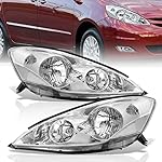 AJP Distributors Chrome Housing Clear Reflector Corner Signal OE Style Halogen Headlights Headlamps Bumper Lights Driving Lamps Assembly Pair Compatible/Replacement For Sienna 2006 2007 2008 2009 2010