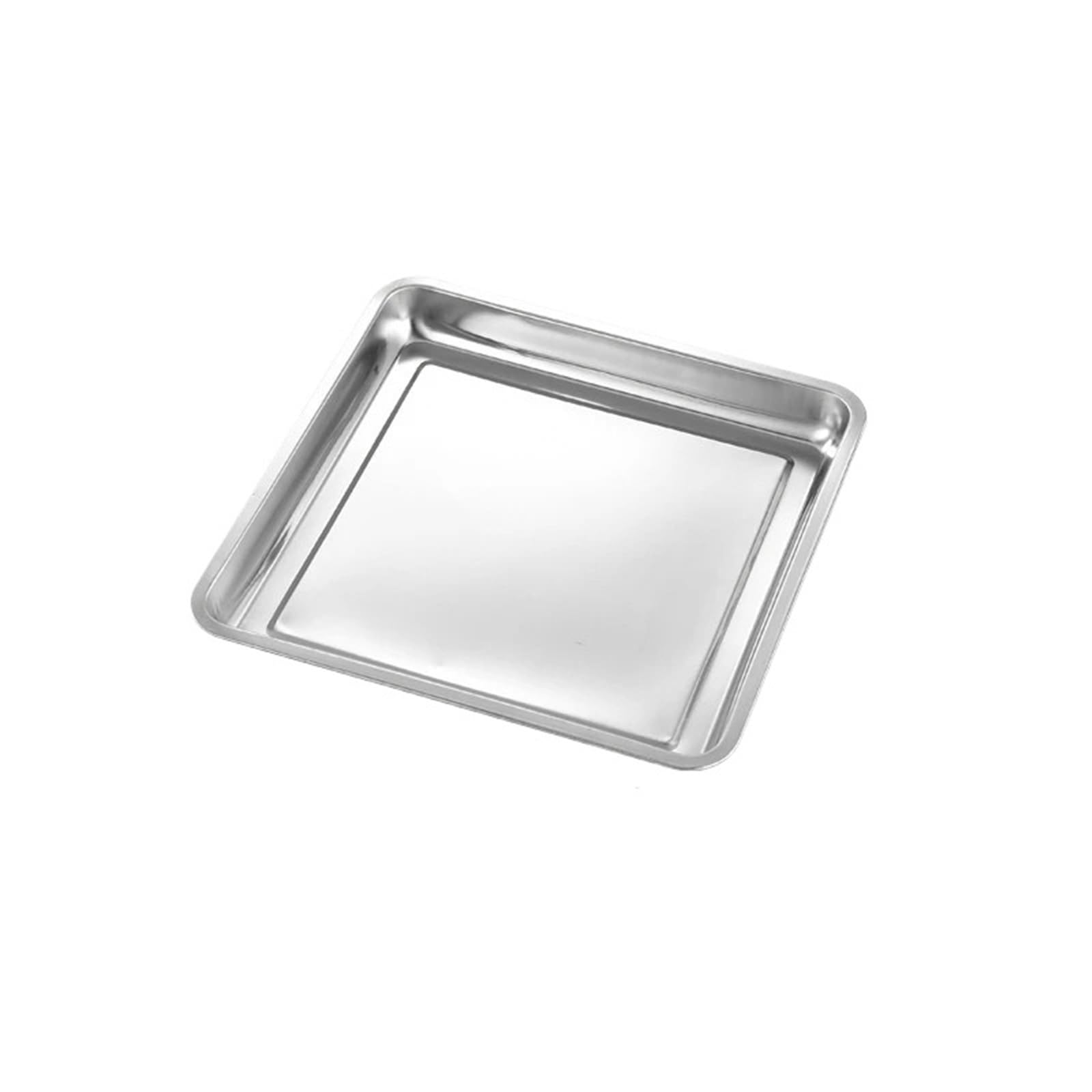 Vassoio da portata quadrato in acciaio inox cucina, 5 pezzi, for piatti for torte e alimenti per Cucina(25x25x2cm)