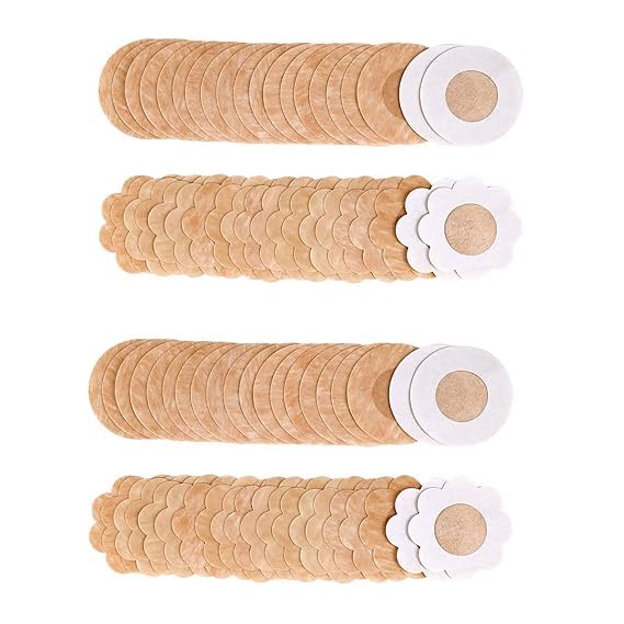 Disposable Nipple Covers for Women – Flower & Round Breast Pasties, Invisible Nipple Cover Stickers for Dresses, Weddings & Parties Brown-image-10