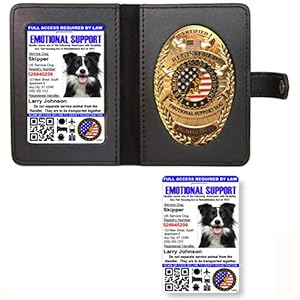 Emotional-Support-Dog-Badge-Leather-Wallet-with-2-Custom-Photo-IDs-Registration-on-US-Service-Dogs-Registry Dog Badge and Leather Wallet