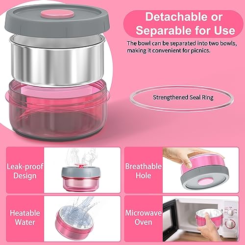 Lille Home Vacuum Insulated Lunch Box Set For Men & Women - Leak-Proof Bento Box, Meal Prep & Food Storage Containers, Lunch Bag, Portable Silverware Set (Pink) #TOP3