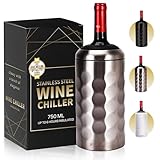 Wine Gifts - Premium Wine Chiller - 750mL Stainless Steel Bottle Cooler, Vacuum Insulated & Double-Walled - Keeps Cold 6+ Hours - Champagne Sleeve for Most Bottles