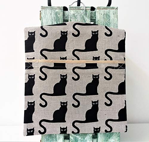Birsppy Linen Cotton Peg Bag Peg Storage Clothespin Bag Black Cats