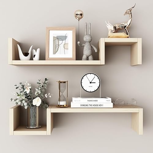 Floating Shelves, XICEN 2 Set Wall Mounted Shelves for Wall Decor, Modern Picture Ledge Shelf with Lip for Wall Storage Nursery, Bedroom, Living Room, Bathroom (Walnut)