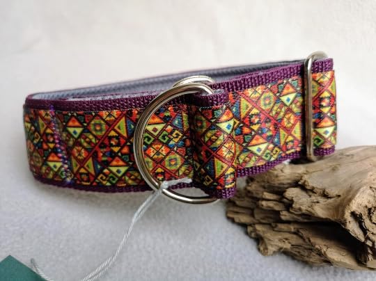 Bequemes Hundehalsband mit weicher Polsterung extra breit 5cm, Zugstopp verstellbar, sicheres Martingale, Stoffhalsband sanft & leicht (bis 38cm Hals- 44cm Kopfumfang inkl 6cm Zugstopp, chrom)