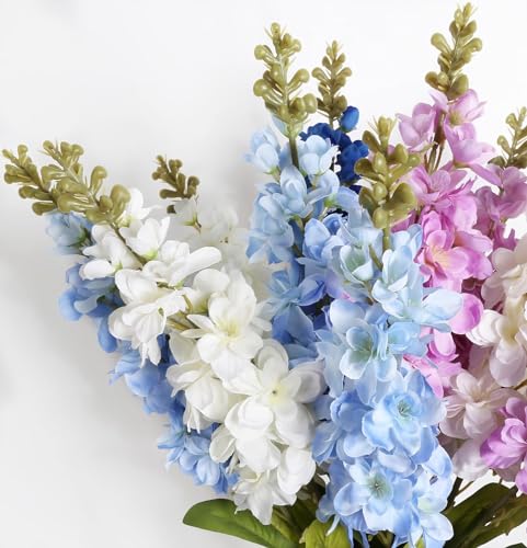 Ipopu Delphinium Artificial Flowers Snapdragon Flowers Royal Blue Flowers 6 Pcs Artificial Antirrhinum Snapdragon Flowers 33.5 In Long Stem Flowers For Tall Vase Wedding Home Decor thumb #3