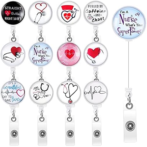 Zonon 12 Pcs Retractable Nurse Badge Reels Cover