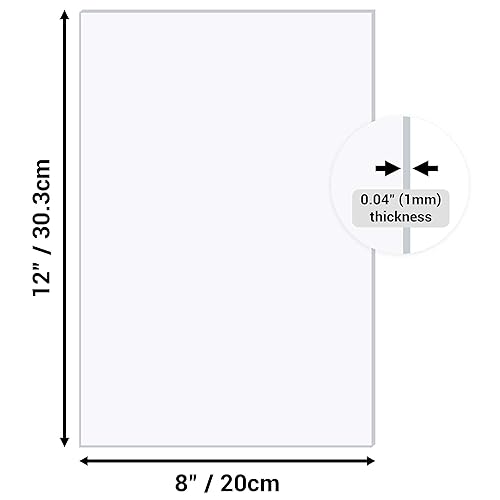 Miniatura 3 de Paquete de 5 láminas acrílicas transparentes de 8 x 12 pulgadas, hoja de plexiglás de 0.04 pulgadas de grosor con película protectora en ambos