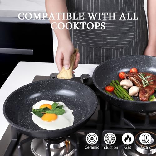 Image of GiPP Ceramic Nonstick Frying Pan - 10 Inch Healthy Non-Toxic Non Stick Skillet Omelette Pans, Induction Compatible Chef Pan, PFAS & PFOA-Free, Dishwasher Safe, Stay Cool Handles Visit the Store
