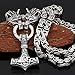YANGFJcor Hecho Mano Viking Mjolnir Thor's Hammer Vegvisir Compass Collar con Colgante Acero Inoxidable, Hombres Nórdicos Brújula Cabeza Lobo Odin Raven Amulet Jewelry Gifts Negro Plata,Plata,60CM