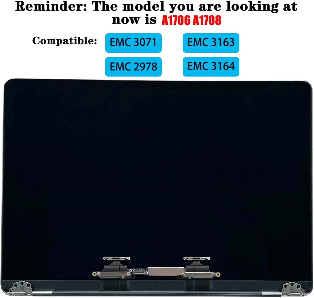 Replacement New A1706 LCD Full Assembly for MacBook Retina 13.3" A1706 A1708 LCD Display Full Assembly 2016 2017 Year (Silver)