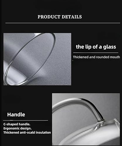 Miniatura 6 de Taza de vidrio transparente con asa, mango rosa16 oz, taza de vidrio de borosilicato para tazas de café de vidrio grandes con asas, tazas de bebidas