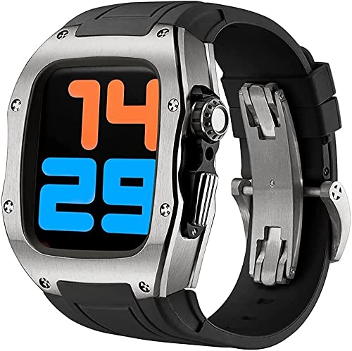 Kit de modification Apple Watch 8 7 45mm boîtier acier et bracelet fluor