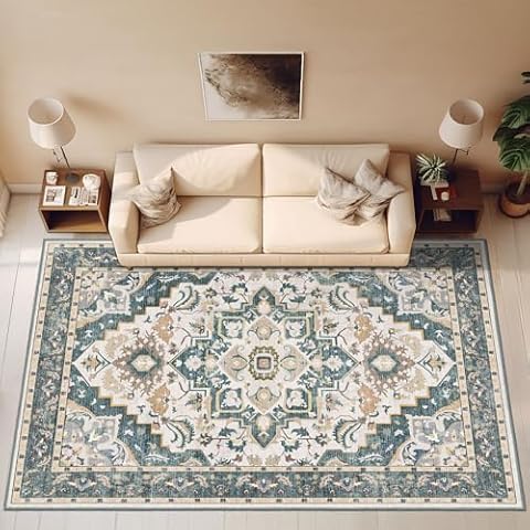 HOMFINE Vintage Floral Area Rug 200X300CM Cover