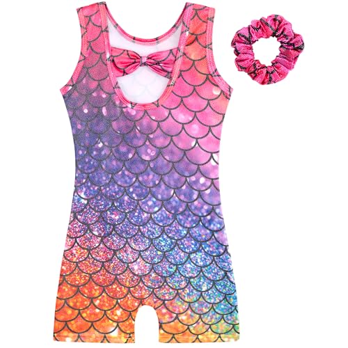 HOZIY Gymnastics Leotards for Girls with Shorts Biketards Dance Tumbling Outfits Matching Scrunchies 1-12 Years Old