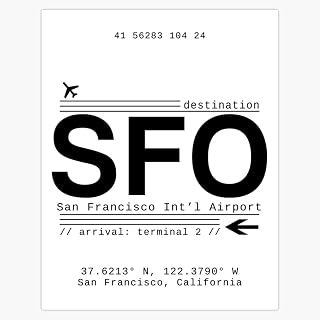 SFO San Francisco California Airport Code Aviation Travel Gift 5" Vinyl Magnetic Sticker Decal Magnet