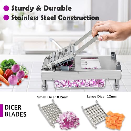Image of Stainless Steel Vegetable Chopper, Pro 14-in-1 Veggie Chopper With 8 Blades, Onion Chopper with Container, Food Chopper Vegetable Cutter, Grater, Dicer, Mandoline Slicer, Sturdy and Easy to Clean