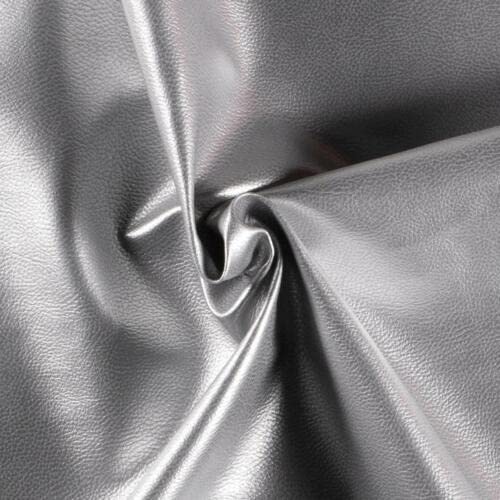Tissu en similicuir argent au mètre rouleau 5m dos souple ameublement