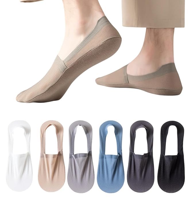 dharmnirdosh Men's Socks Comfortable Dotted Cotton Material Ankle Length Anti-Solid Skid Ultra Low Cut Non Socks | Free Size (Multicolors)-picture-55