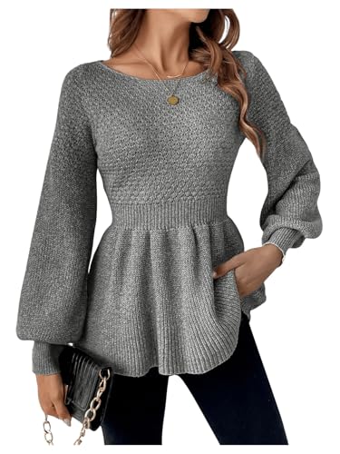 SHENHE Women's Ruffle Knit Sweater Long Sleeve...