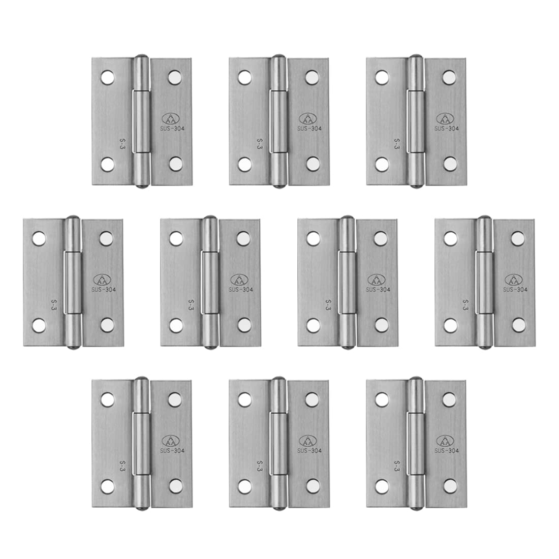 Adiyer 10-Pack 304 Stainless Steel 1.5-inch Folding Butt Hinges Furniture Chest Door Hinges Small Hinges for Wooden Boxes Lid Jewelry Box Crafts(38mm x 30.5mm x 1mm)