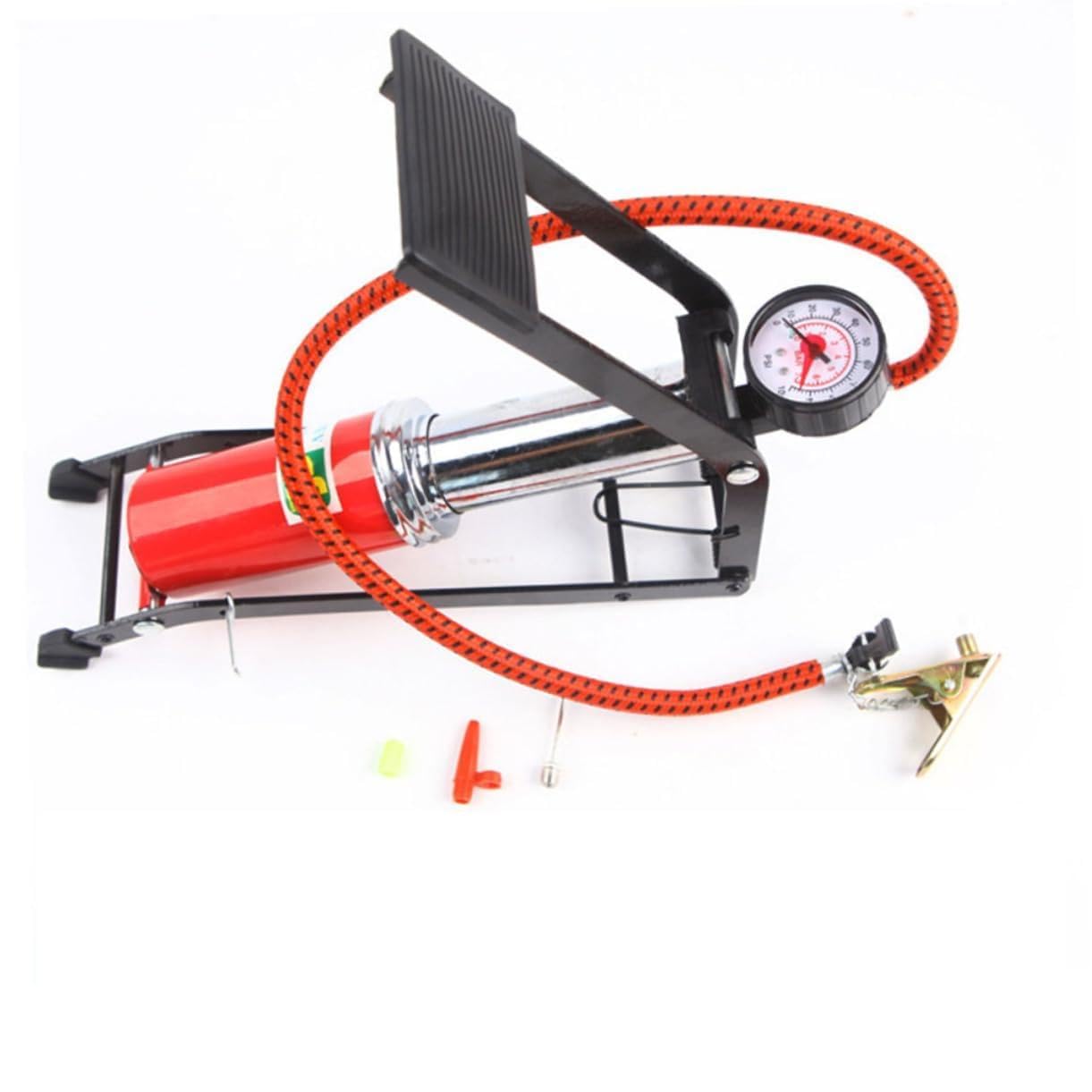 SUPVOX Hochdruck Fußpumpe mit Manometer Tragbarer Fahrzeug und Fahrradreifen Inflator rutschfeste Standpumpe mit Multifunktionsventilen Geeignet für Auto Motorrad Fahrrad und Aufblasbare