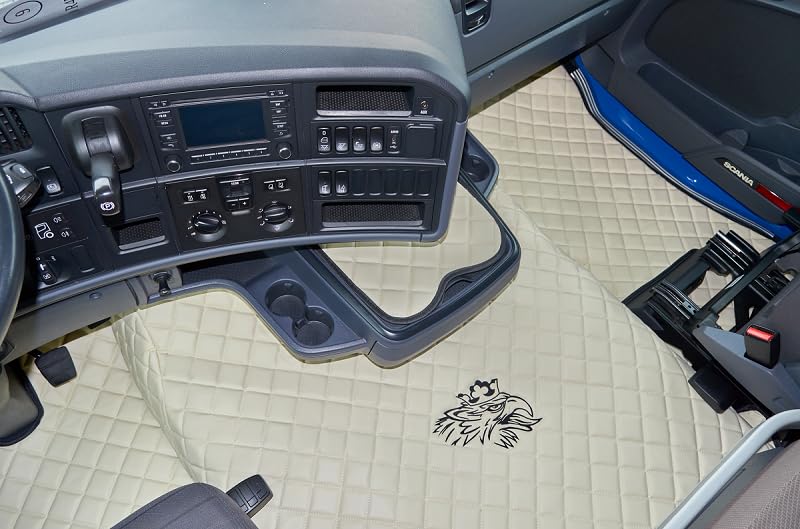 PRESTIGE LINE Tappetini per Camion per SCANIA Serie R dal 2017 sedile passeggero non sospeso Nero Realizzato in ecopelle - Accessori interni Camion - Accessori in schiuma comfort