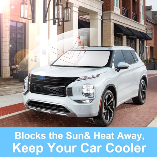 Image of Windshield Sun Shade Custom Fit for 2022 2023 2024 2025 2026 Mitsubishi Outlander Accessories Foldable Sunshade Sun Blocker Protect Car from Sun Rays & Heat Damage Keep Car Cooler
