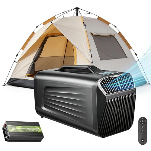 5200BTU Portable Tent Air Conditioner with 1500W Pure SINE Wave Inverter, 24V DC to 110V AC Converter w/Sockets for Cars, Trucks, Vans, and RVs.