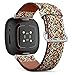 CJBROES Replacement Leather Watch Band, Compatible with Fitbit Versa 3 and Fitbit Sense of Wristband Bracelet Accessory - Pattern Design