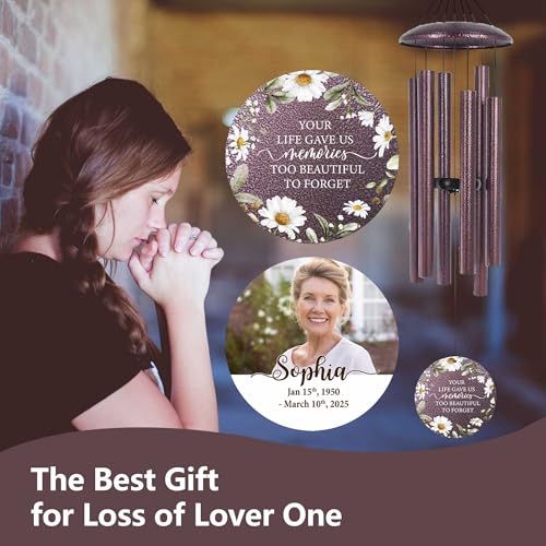 Image of ASTARIN Personalized Deep Tone Wind Chime Memorial, Customized Sympathy Wind Chimes, Memory Wind Chimes for Loved Ones Lost, Bereavement Gifts Windchimes Outdoor, Produced in Texas
