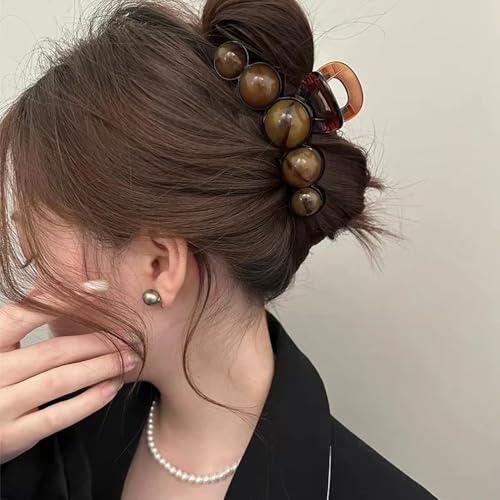 Pinzas de Pelo con Perlas Grandes Marrón miniatura 7