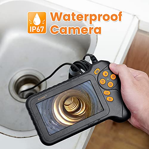 Inspection Camera Borescope With 5" Ips Screen Nidage 5.5Mm Automotive Industrial Endoscope 1080P Hd Snake Camera With Light, 16.5Ft Semi-Rigid Cable, 32Gb Card, Case, Waterproof Drain Camera #TOP4