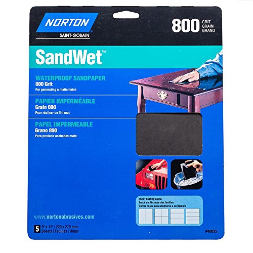 Norton SandWet™ Wet/Dry Sandpaper, 5-Pack, 800-Grit