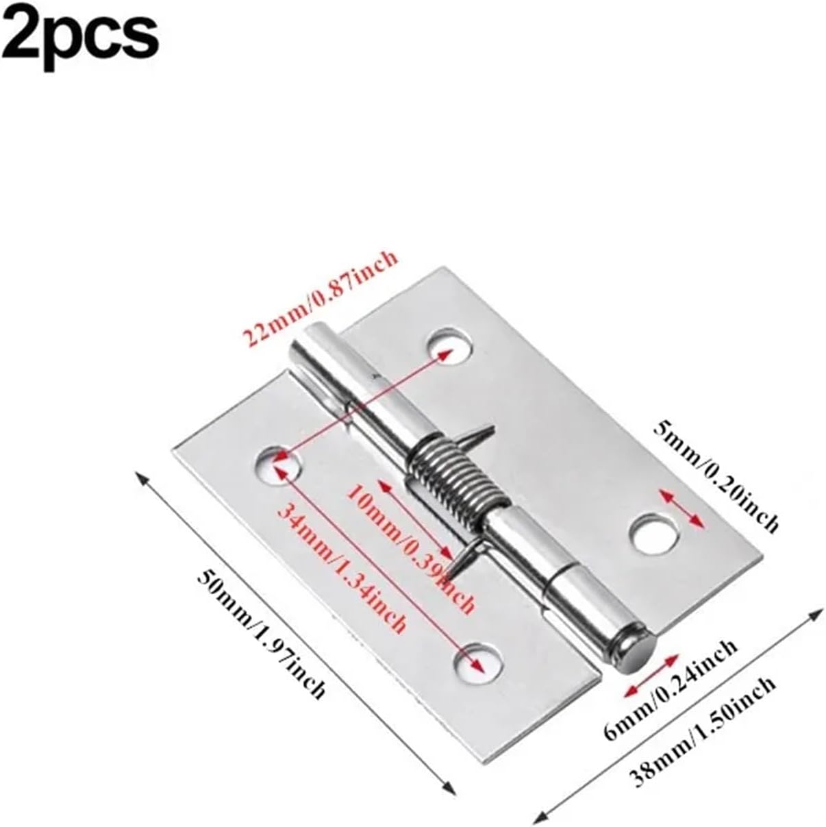 Door Hinges 16pcs Self Closing Spring Door Hinge Stainless Steel Hinge for Window Cabinets Jewelry Boxes Automatic Rebound Hardware for Standard Flat or Bedroom(2in(50mm))