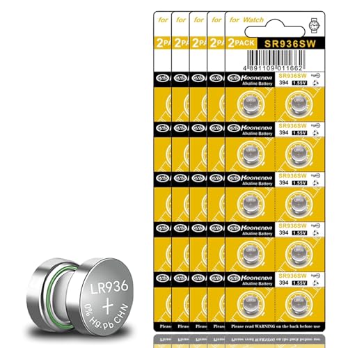 hunbath 50 Pack SR936SW 394 Watch Battery,Replacement AG9, SR45, SG9, LR45 LR936 G9 194 1.55V Alkaline Button Cell Batteries