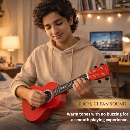 Image of Vault UK-003 Concert Colourful Ukulele 23 inch With Gig Bag - Red