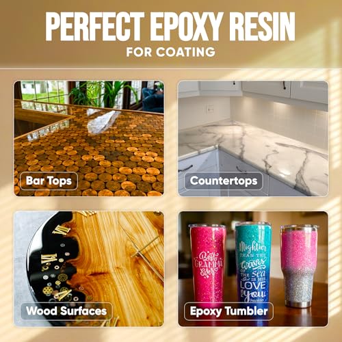 Image of CRAFT RESIN Table Top Epoxy Resin Kit 2 Gallon - Ultra Clear, High-Gloss, UV & Scratch Resistant Finish, Bubble-Free, Self-Leveling & Food Safe. Best For Countertops, Bar Tops, Tumblers & Wood Coating