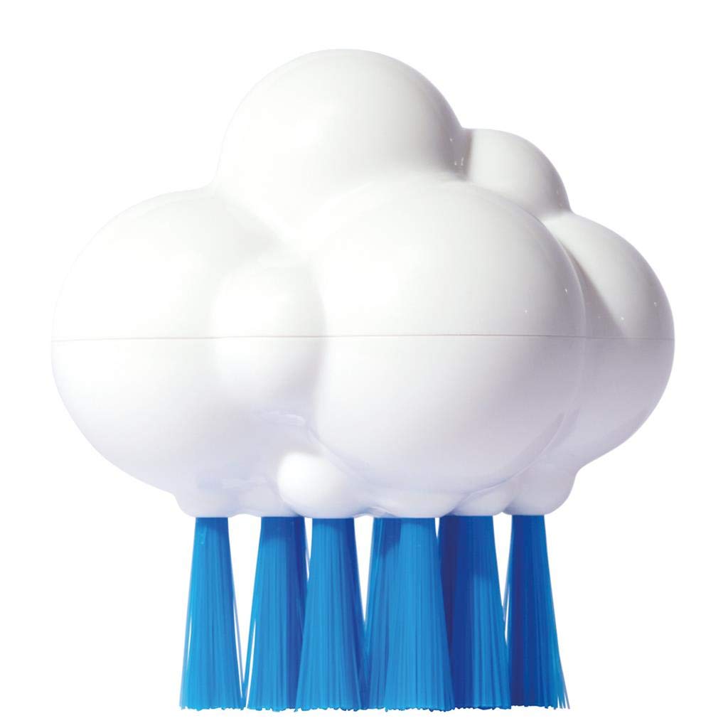 MOLUK Plui Brush Cloudy, Sensory Bath & Water Toy with Soft Nylon Bristles, Promotes Tactile Exploration and Fine Motor Skills, BPA-Free, 6.6x5.2x7cm, White/Blue