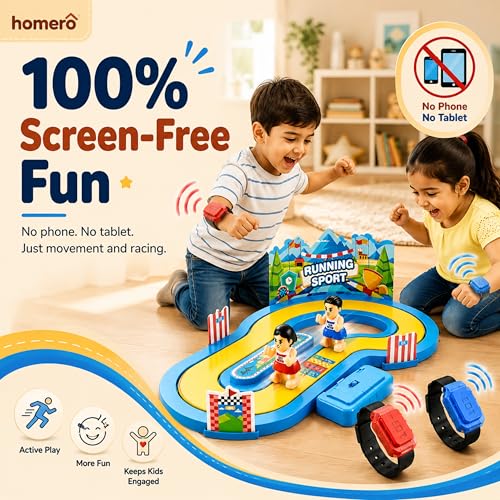 Image of Homero Wireless Motion Sensor Racing Game Toy Set | Gesture Control Running Track Board Game for Kids | 2 Player Interactive Sensor Race Game with Wristband | Birthday Gift for Boys & Girls