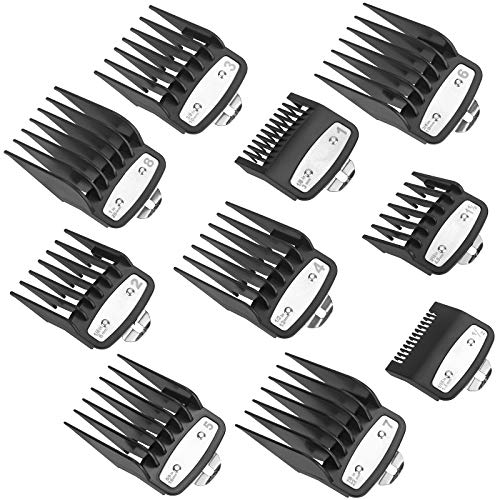 Yinke Clipper Guards Premium Cutting Guides for Wahl with Metal Clip #3171-500 â€“ 1/8â€ to 1â€â€“ Fits All Full Size Wahl Clippers (10 Pieces)