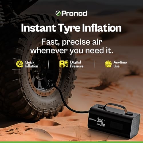 Image of Pronod Portable Air Compressor for Car Tires, 150 PSI Cordless Tire Inflator Pump with Digital Pressure Gauge, Power Bank & LED Emergency Light, Electric Air Pump for Car, Bike, Motorcycle, Bicycle