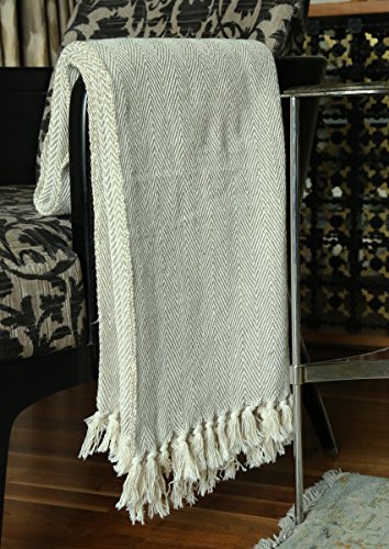 Cotton Herringbone Throw Blanket - 50 X 60 Inch - Modern Boho Living Room Decor Cozy Warm Bed Throws Soft Luxury Blankets For Indoor And Outdoor - Oatmeal #TOP2