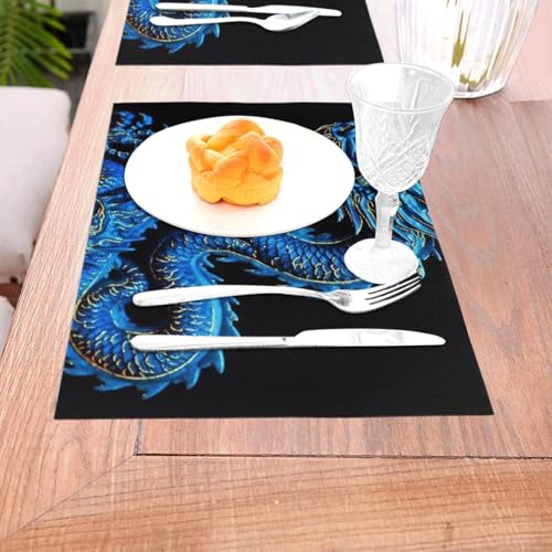 Set de table intérieur et extérieur pour repas de jardin bleu - 5