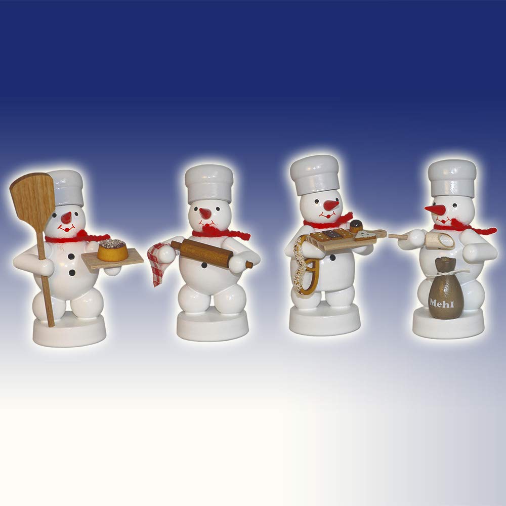 Chiffre bonhomme de neige en bois de Noël 8 cm sculpture artisanale style Erzgebirge