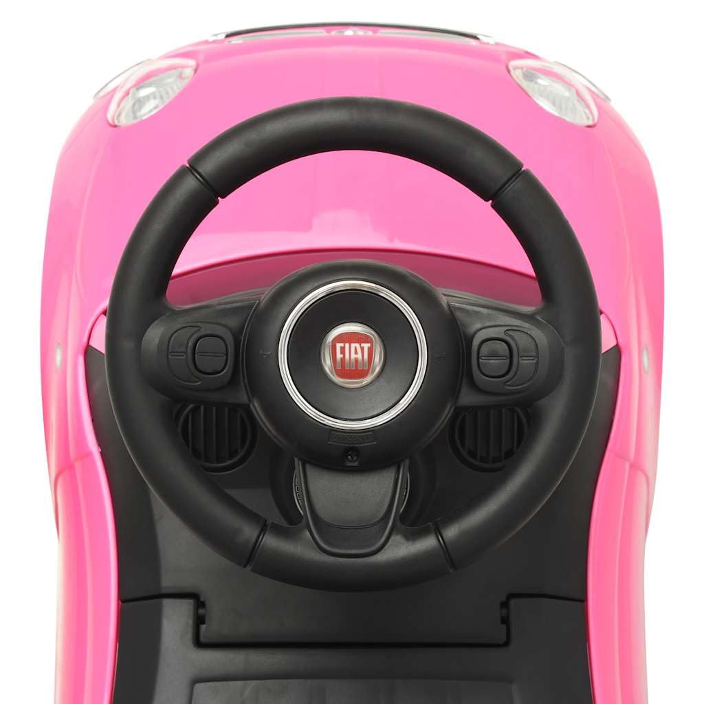 Kinder-Aufsitzauto Fiat 500 Rosa Kinderfahrzeug Lauflernwagen Tretfahrzeug für Kleinkinder mit Stauraum, ergonomischem Design, für Mädchen und Jungen geeignet, ideal für Indoor und Outdoor
