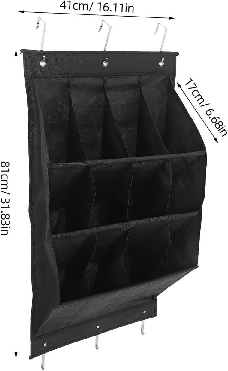 MAGICLULU Door Shoe Organizer Rack with 12 Grid Foldable Polyester Hanging Shoe Storage for Narrow Hallways and Closet Boot Storage